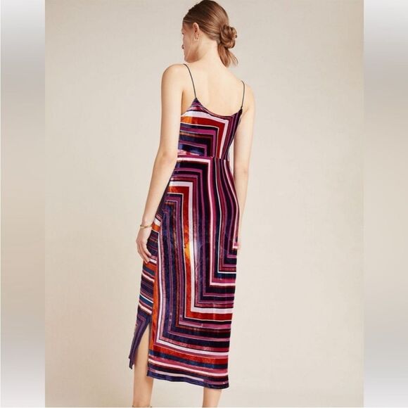 Anthropologie Tina Striped Velvet Midi Dress S NWOT - Picture 2 of 12